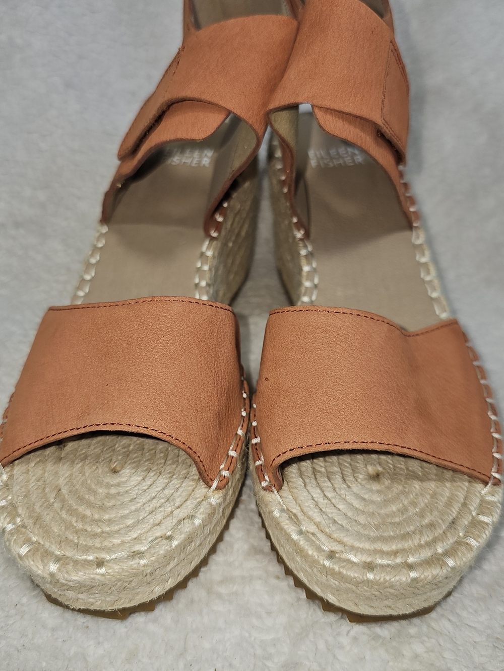 Eileen Fisher Weslia Espadrille Wedge Sandal Cider Leather Size 6.5 Coastal. - Picture 9 of 12